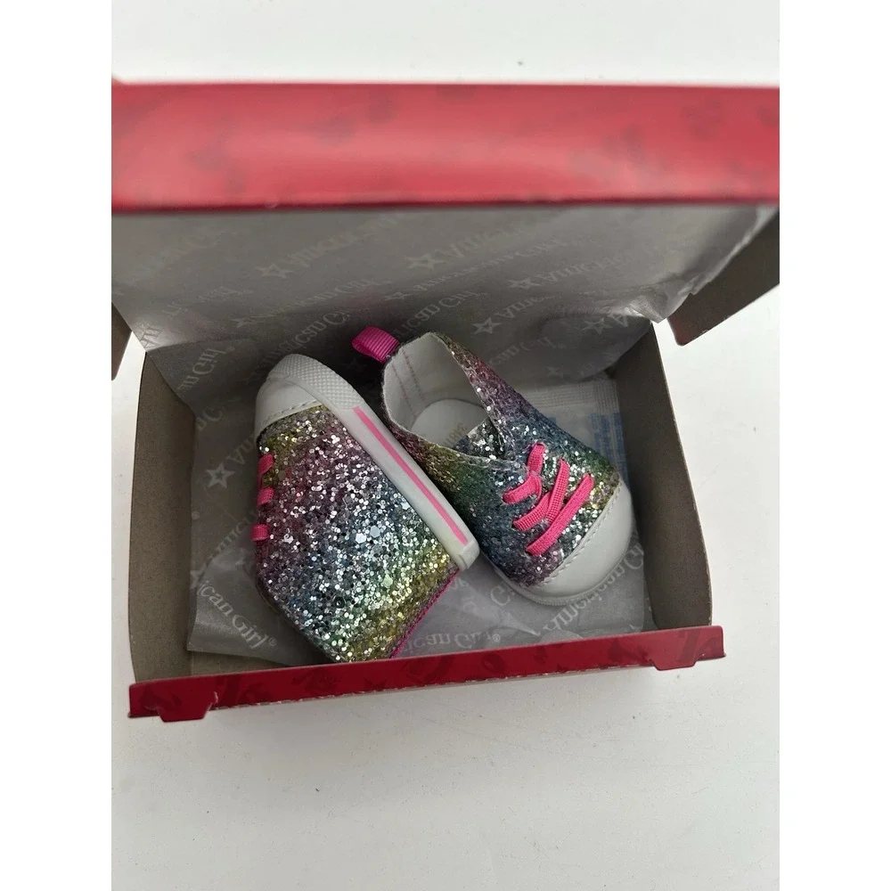 American Girl Doll‎ Fashion Show Rainbow Glitter High Tops Tennis Shoes NEW